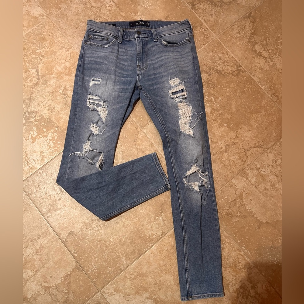 Hollister Blue Skinny Distressed Jeans